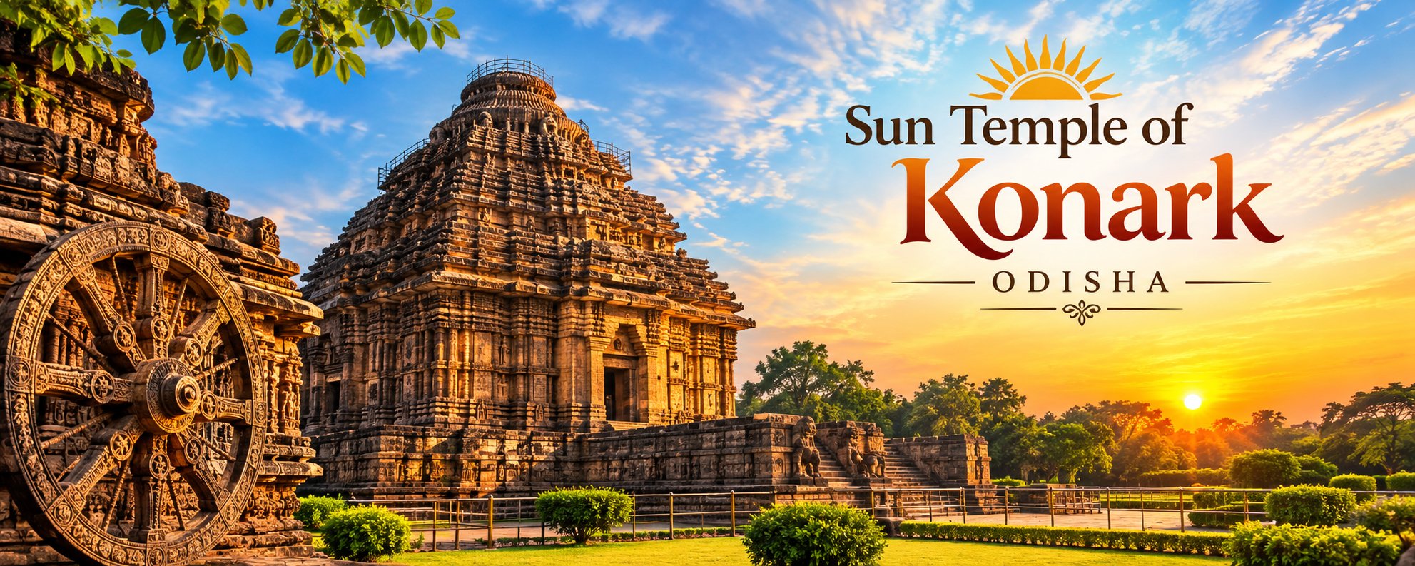 Sun Temple of Konark, Odisha — the 13th-century chariot temple at sunset.